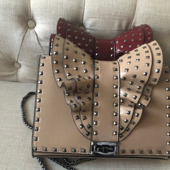 Luxury INZI Brown Square Ruffled Handbag - Picture 4 of 4